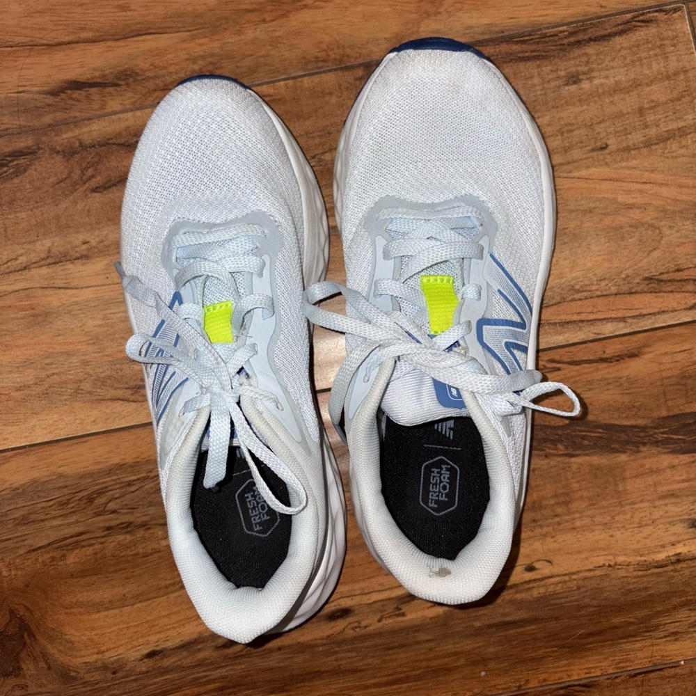 Women's White and Blue Athletic Shoes